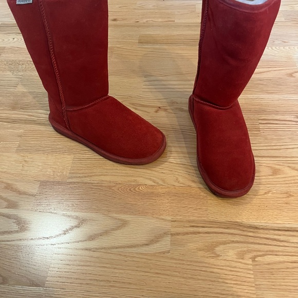 Bearpaw Emma Red Suede Boots Sz 10 - Picture 2 of 6